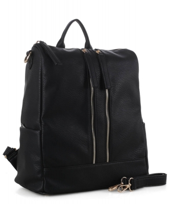 Faux Leather Fashion Backpack ES3374 BLACK